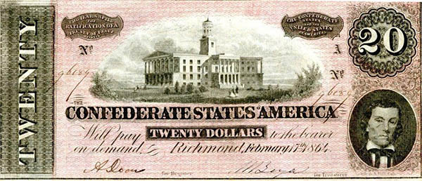 Confederate 20 Dollar Note