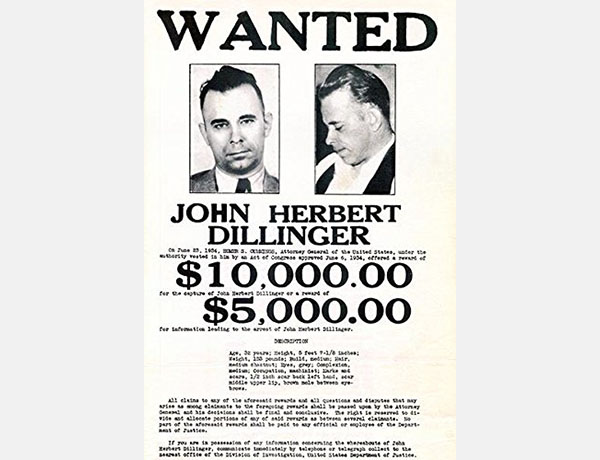 John Dillinger Wanted Poster