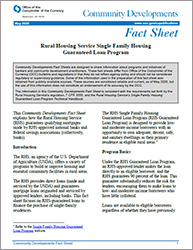 Community Affairs Fact Sheet: Rural Housing Service Single Family Housing Guaranteed Loan Program