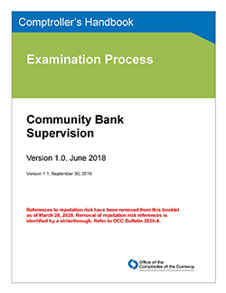 Comptroller's Handbook: Community Bank Supervision Cover Image