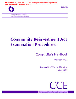 Comptroller's Handbook: Community Reinvestment Act Examination Procedures Cover Image