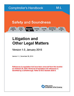 Comptroller's Handbook: Litigation and Other Legal Matters Cover Image
