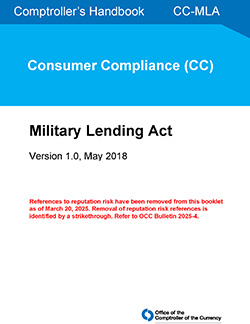 Comptroller's Handbook: Military Lending Act Cover Image