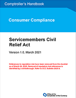 Comptroller's Handbook: Servicemembers Civil Relief Act Cover Image