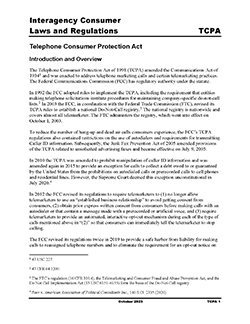 Comptroller's Handbook: Telephone Consumer Protection Act Examination Procedures (Interagency) Cover Image