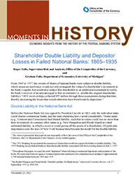 Moments in History Cover Image: Shareholder Double Liability and Depositor Losses in Failed National Banks: 1865–1935