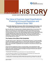 Moments in History Cover Image: The Value of Examiner Asset Classifications: Protecting Uninsured Depositors and Creditors Since 1863